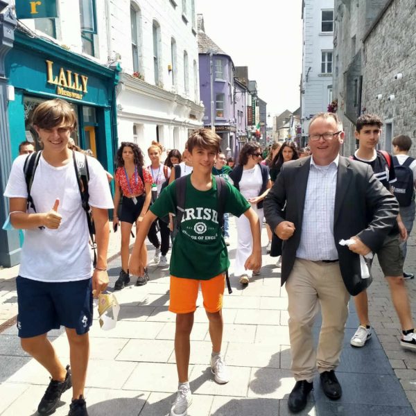 students walking in the city